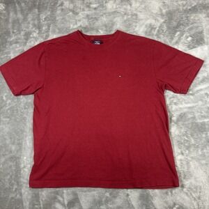 Tommy Hilfiger Core Flag Crew Neck T-Shirt Men's L  Maroon Burgundy Crimson